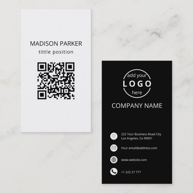 Tarjeta de presentación de códigos QR para logotip (Anverso / Reverso)