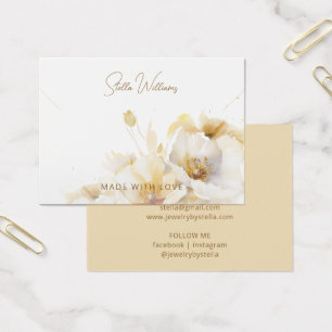 Tarjeta de presentación de collar de flores de oro