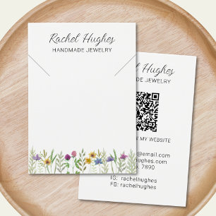 Tarjeta de presentación de collar floral con códig