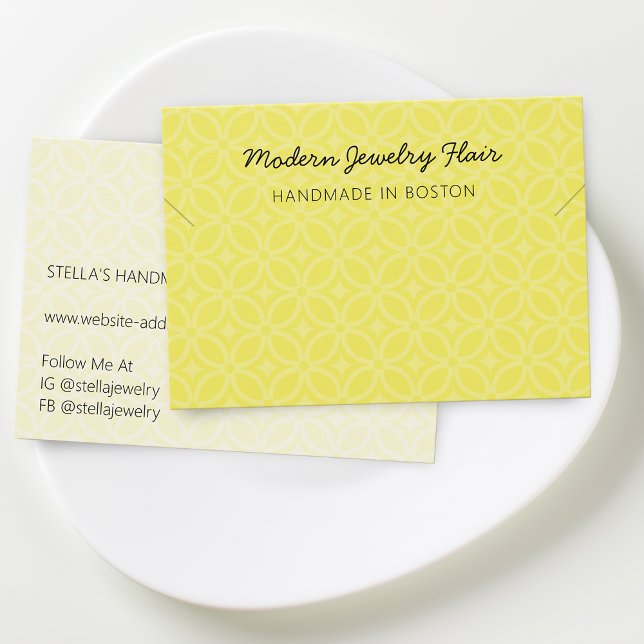 Tarjeta de presentación de collar y pulsera amaril (Modern Vivid Yellow Necklace Bracelet Display Card)