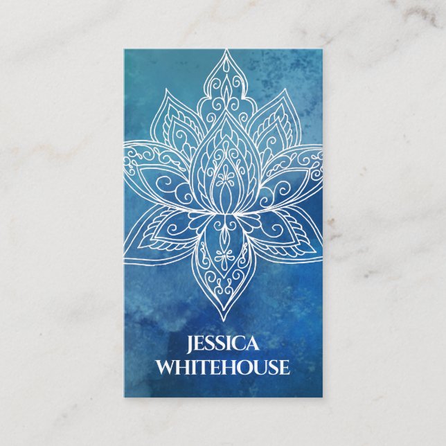 Tarjeta de presentación de color azul para flores  (Anverso)