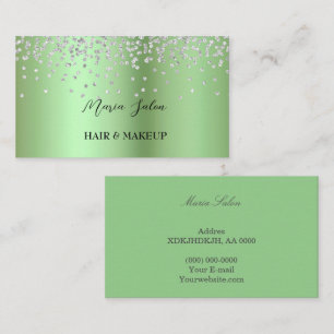 Tarjeta de presentación de color plateado verde pu