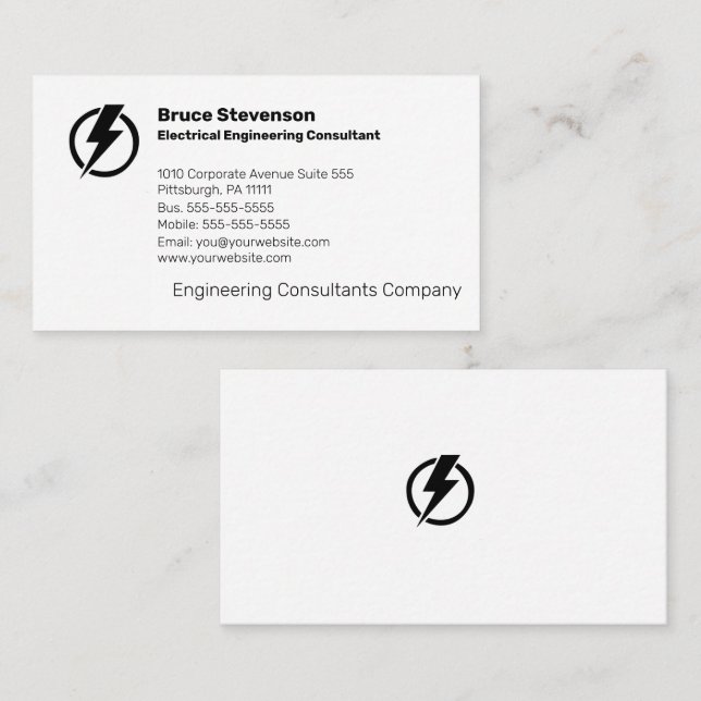 Tarjeta de presentación de consultor de ingeniería (Anverso / Reverso)
