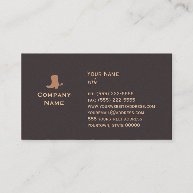 Tarjeta de presentación de Cowboy Boot (Anverso)