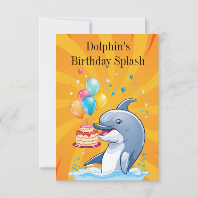 Tarjeta de presentación de cumpleaños de delfín (Anverso)