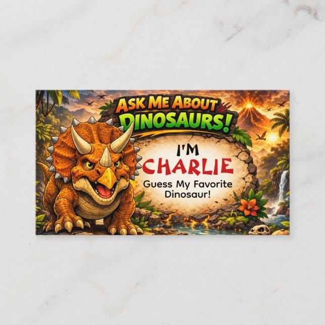 Tarjeta de presentación de dinosaurio genial para  (Anverso)
