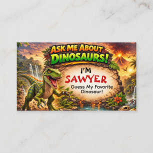 Tarjeta de presentación de dinosaurio genial para 