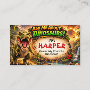 Tarjeta de presentación de dinosaurio genial para