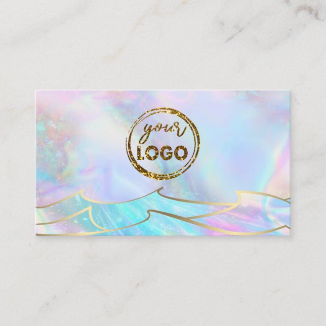 tarjeta de presentación de diseño de olas oceánica (Anverso)