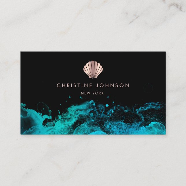 tarjeta de presentación de diseño oceánico (Anverso)