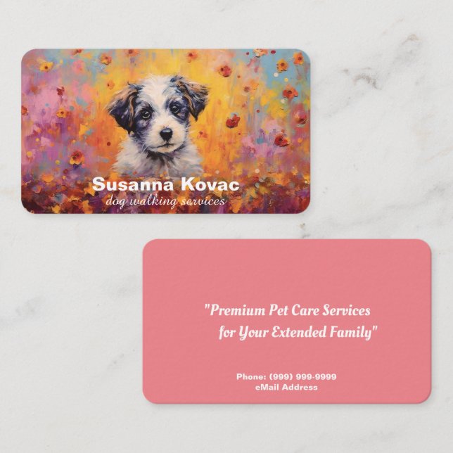 Tarjeta de presentación de Dog Sitting Services (Anverso / Reverso)