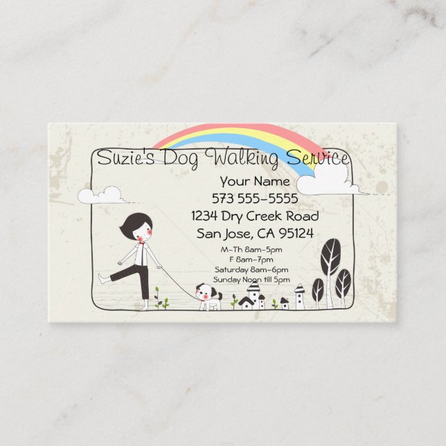 Tarjeta de presentación de Dog Walking Service (Anverso)