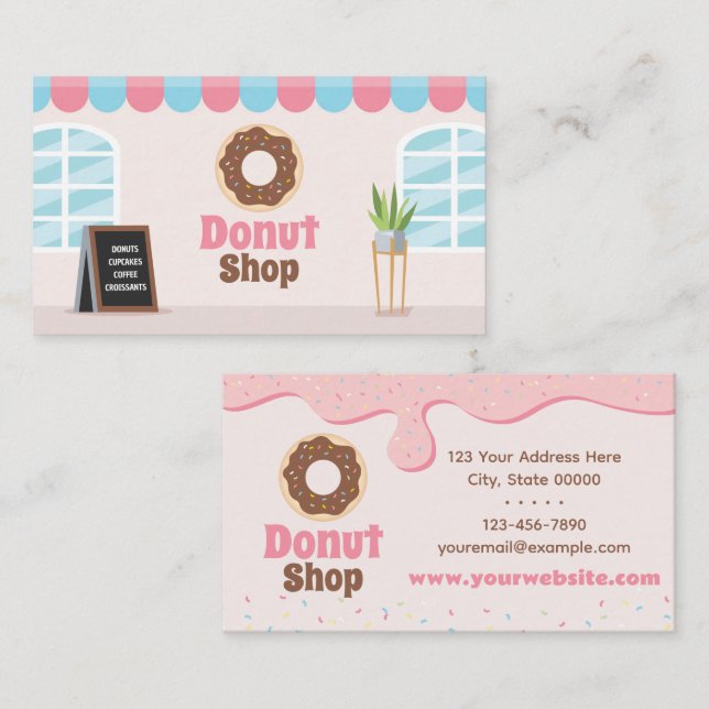 Tarjeta de presentación de Donut Shop Sprinkles (Anverso / Reverso)