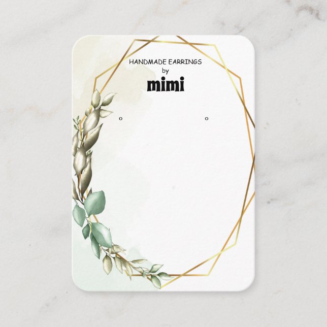 Tarjeta de presentación de exhibidor de aretes de  (Anverso)