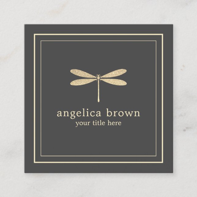 Tarjeta de presentación de Faux Purpurina Dragonfl (Anverso)