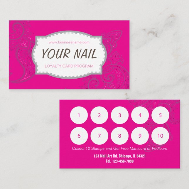 Tarjeta de presentación de fidelidad de Salon Nail (Anverso / Reverso)