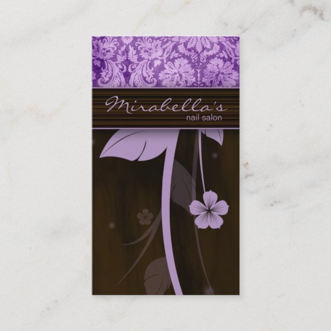 Tarjeta de presentación de flores Damask Purple Br (Anverso)