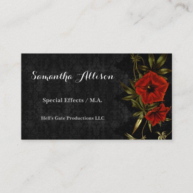 Tarjeta de presentación de flores de época y Gótic (Anverso)