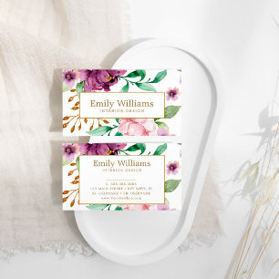 Tarjeta de presentación de flores Rosas rosadas y