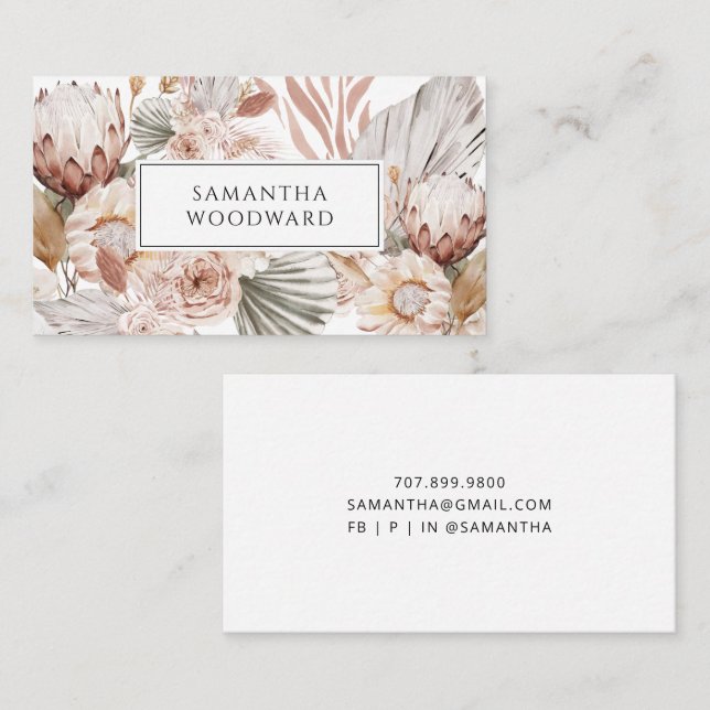 Tarjeta de Presentación de Flores Silvestres Rústi (Anverso / Reverso)