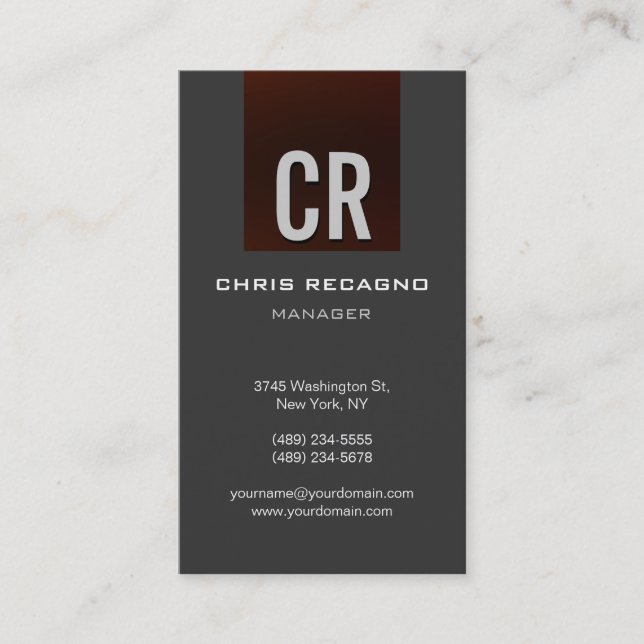 Tarjeta de presentación de fondo gris rojo oscuro  (Anverso)