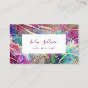 Tarjeta de presentación de fondo opal de Fuchsia