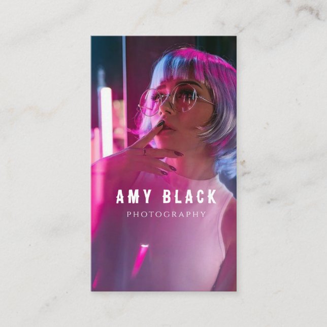 Tarjeta de presentación de fotografía Chica mujer  (Anverso)