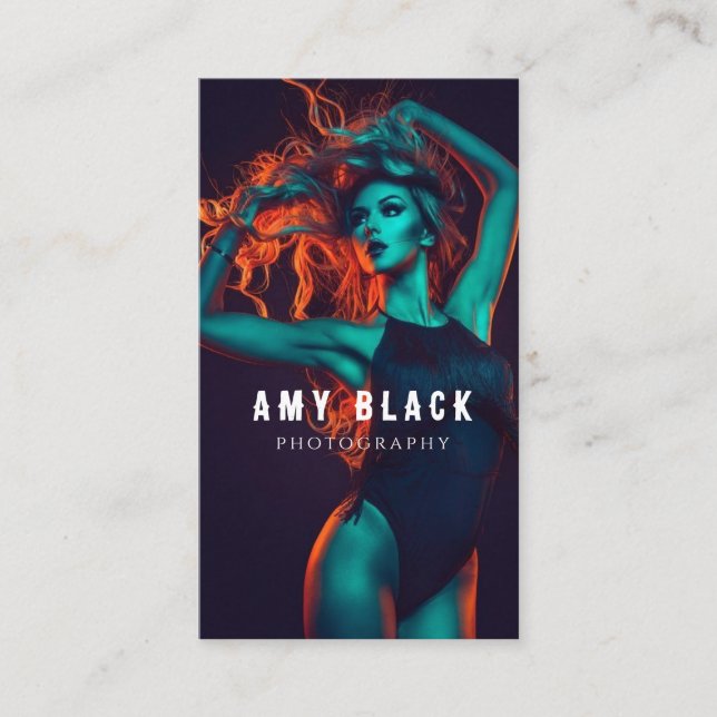 Tarjeta de presentación de fotografía Chica mujer  (Anverso)