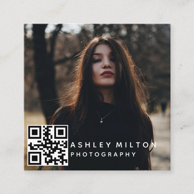 Tarjeta de presentación de fotografía moderna cuad (Anverso)