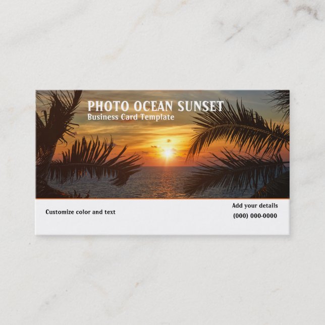 Tarjeta de presentación de fotografía Ocean Sunset (Anverso)