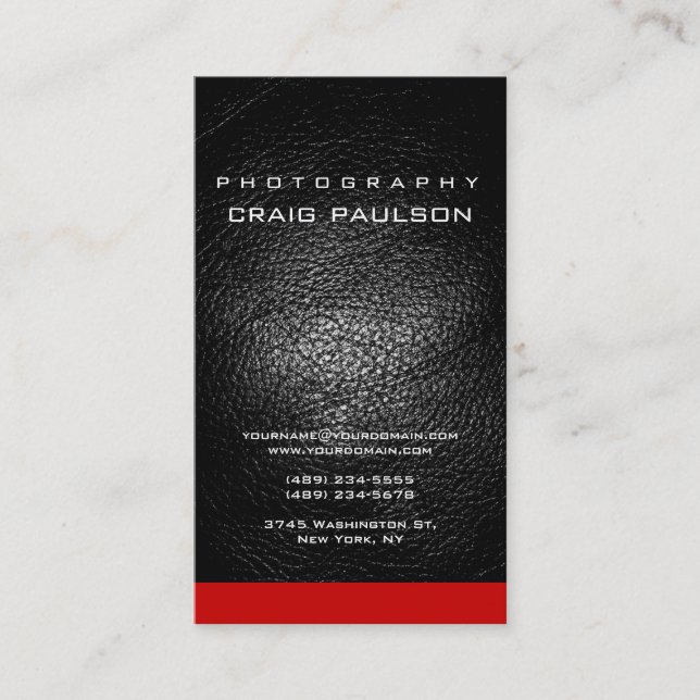 Tarjeta de presentación de fotografía roja de cuer (Anverso)