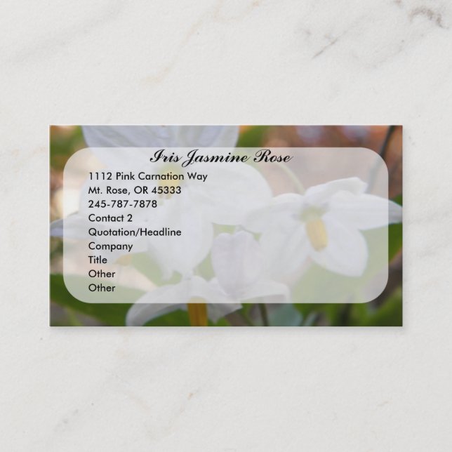 Tarjeta de presentación de fotografías de flores b (Anverso)