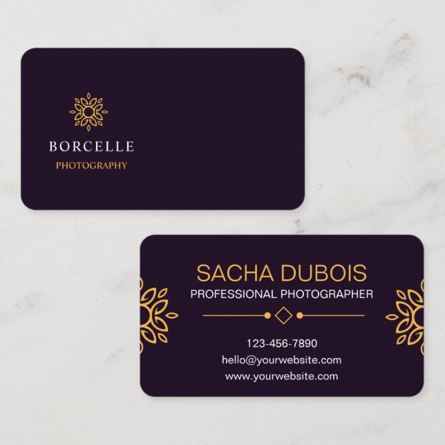 Tarjeta de presentación de fotografías de lujo en  (Anverso / Reverso)