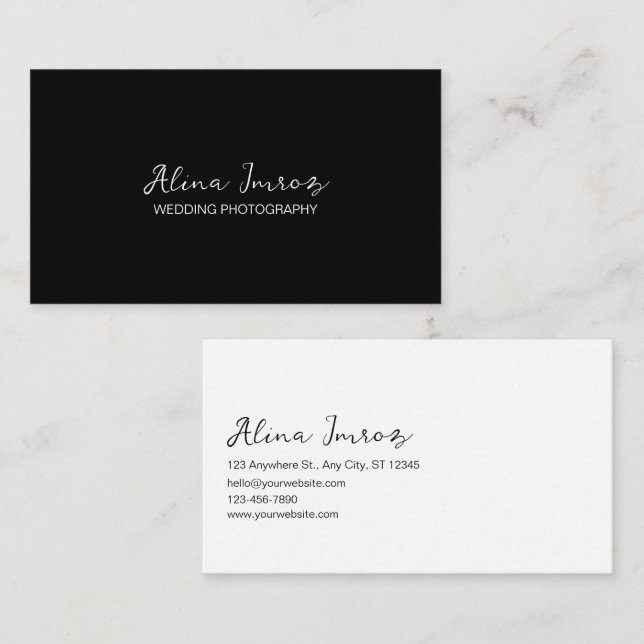 Tarjeta de presentación de fotografías para Bodas  (Anverso / Reverso)