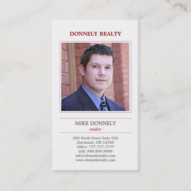 Tarjeta de presentación de fotos de borde - Rojo (Anverso)