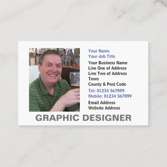 Tarjeta de presentación de fotos de diseñador gráf (Anverso)