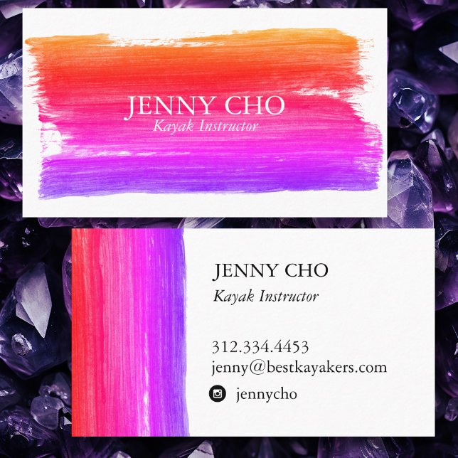 Tarjeta de presentación de franja de pintura rosa  (Pink Yellow Brights paint stripe business card
)
