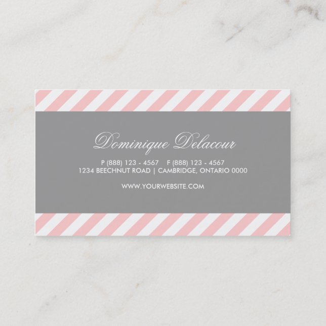 Tarjeta de presentación de franjas diagonales rosa (Reverso)