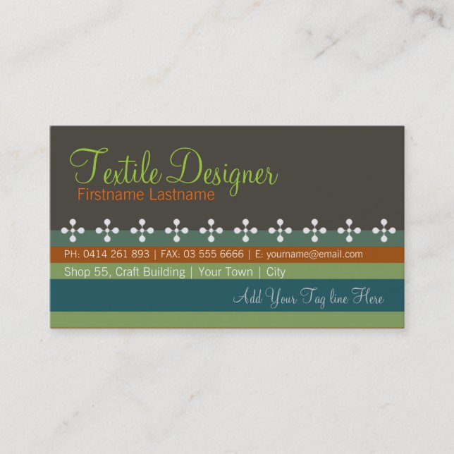 Tarjeta de presentación de franjas textiles (Anverso)