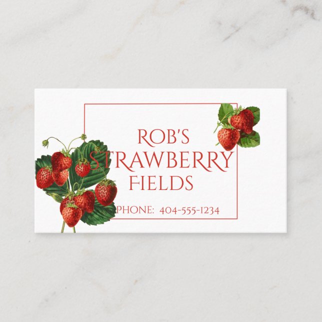 Tarjeta de presentación de fresas botánicas (Anverso)