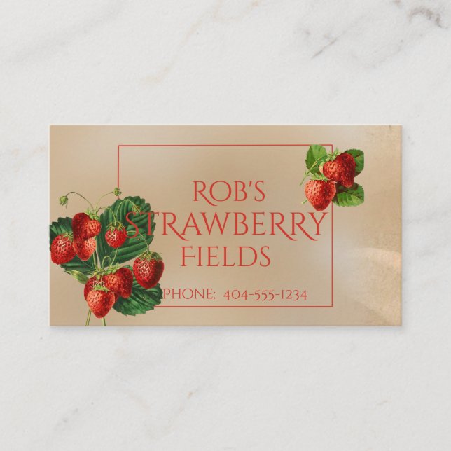 Tarjeta de presentación de fresas de época (Anverso)