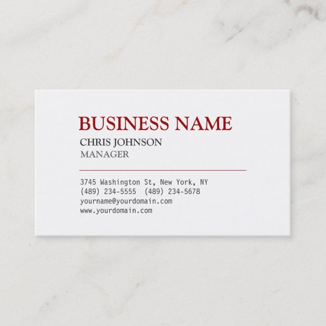 Tarjeta de presentación de Gestor de Estilo Blanco (Anverso)