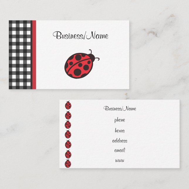 Tarjeta de presentación de Gingham Ladybug (Anverso / Reverso)