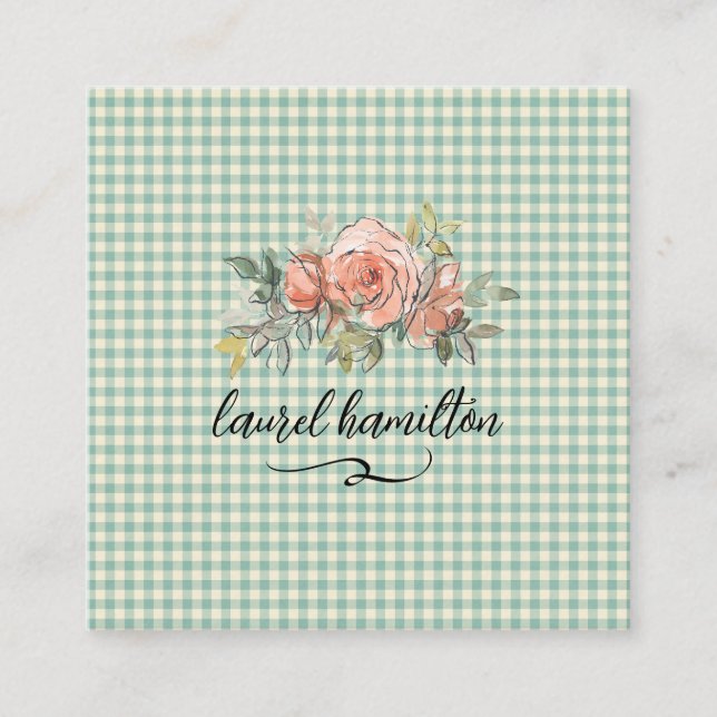 Tarjeta de presentación de Gingham Pastel (Anverso)