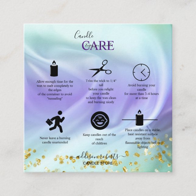 Tarjeta de presentación de Green and Purple Candle (Anverso)