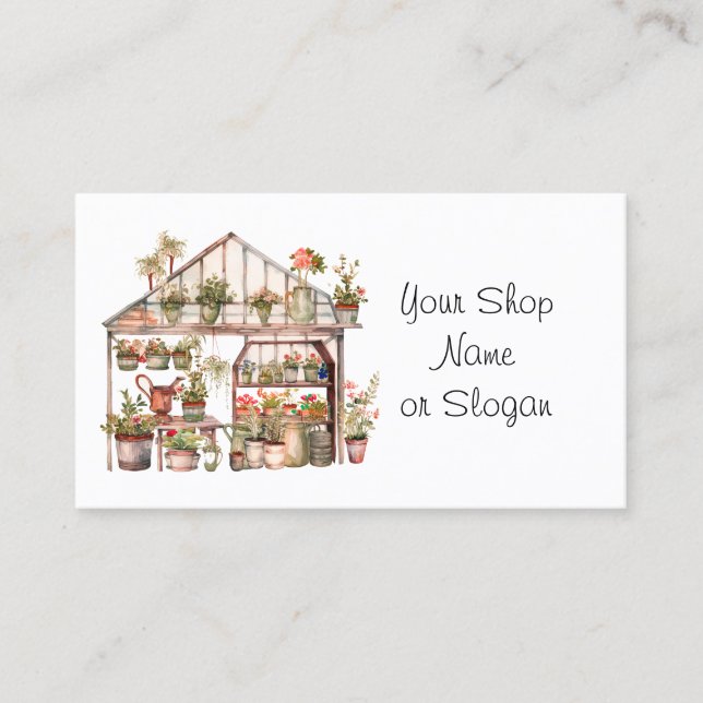 Tarjeta de presentación de Greenhouse Flower Shop (Anverso)