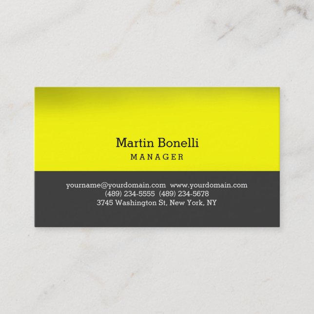 Tarjeta de presentación de Gris amarillo contempor (Anverso)