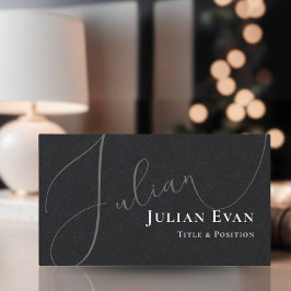 Tarjeta de presentación de guiones cursivos profes