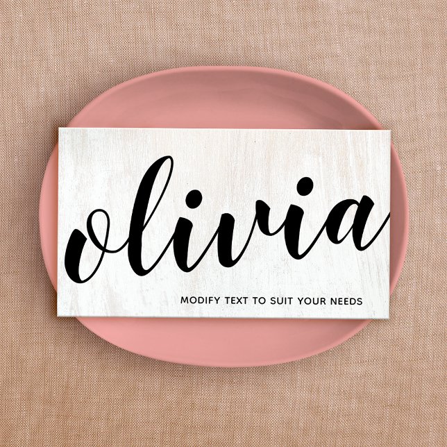Tarjeta de presentación de guiones de madera blanc (Subido por el creador)