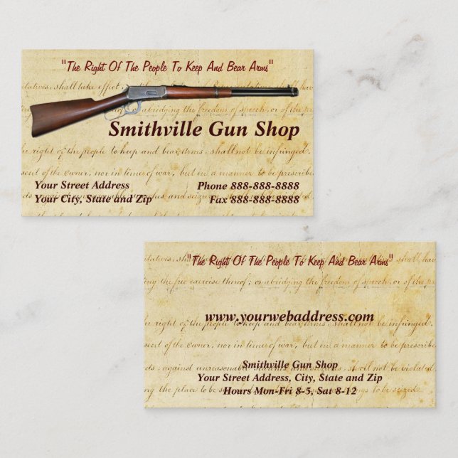 Tarjeta de presentación de Gun Shop Collector (Anverso / Reverso)